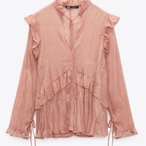 Zara Ruffle Blouse with Crease Effect